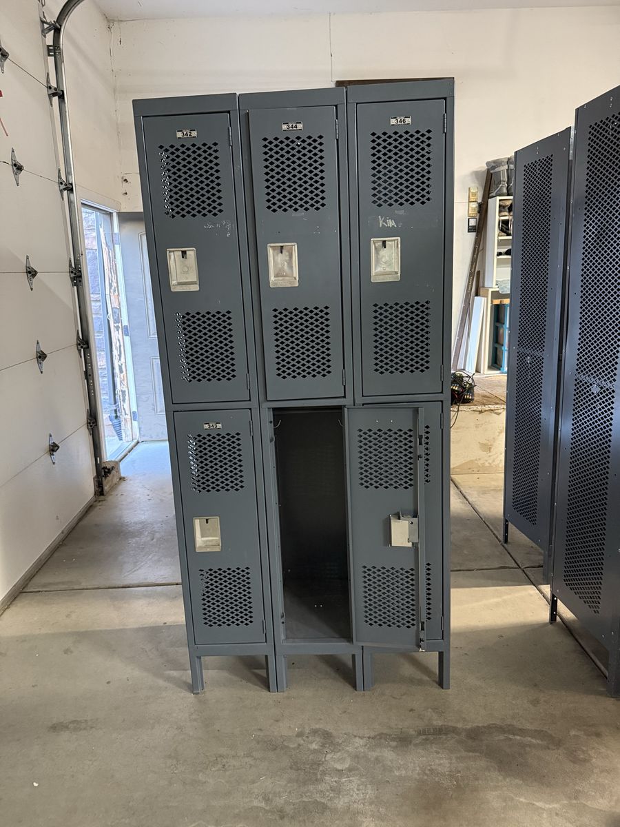 Metal Gym Storage Lockers - 6 Door Unit (36.5" W x 18" D x 78.5" H)