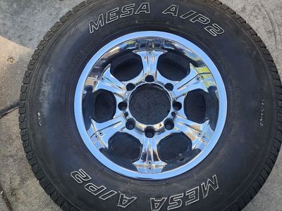 16" Ford 8x170 Chrome Wheels with Mesa A/P2 AT Tires 265/75/16