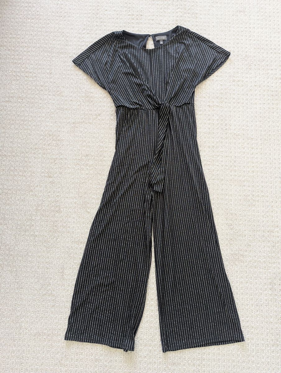 Black/Silver Pinstripe Stretchy Jumpsuit/Romper, size S