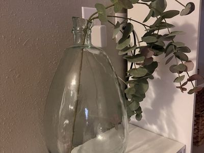 Large Clear Glass Demijohn Vase - Modern Rustic Decor Jug Bottle