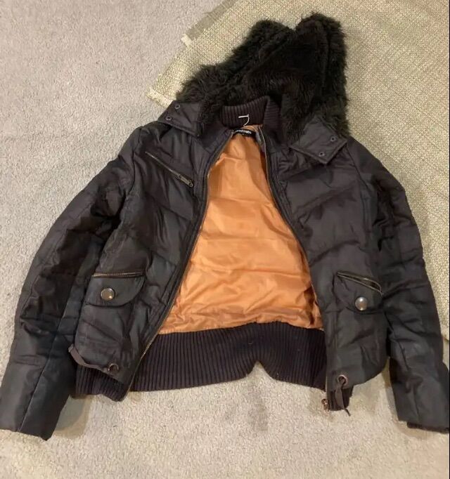Brown Coat Fur Hood medium