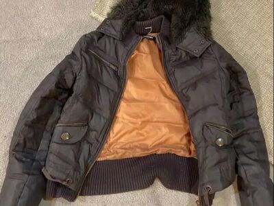 Brown Coat Fur Hood medium