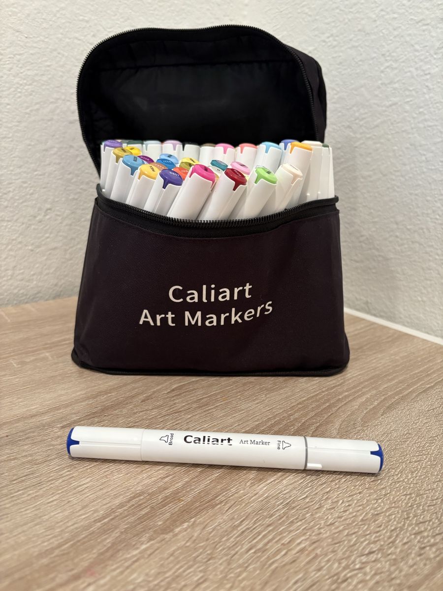 Caliart Dual Tip Art Markers Set with Carrying Case
