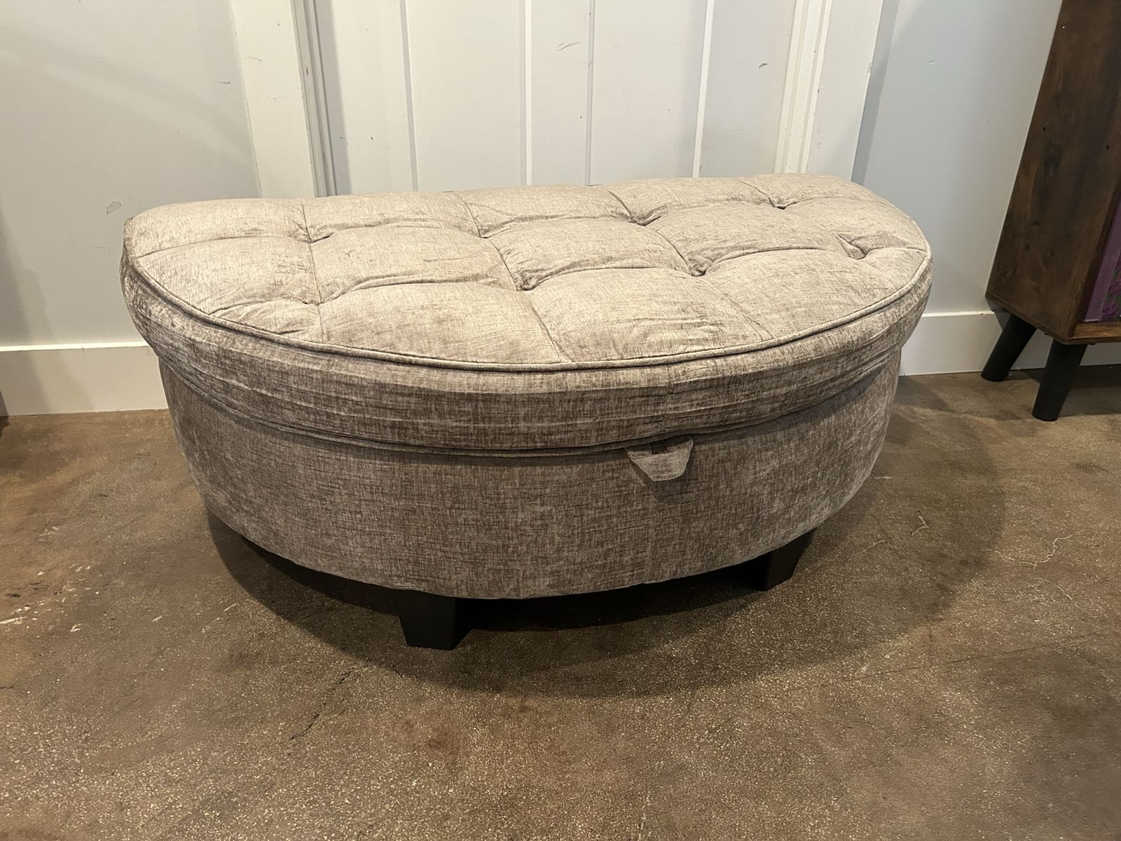 New Half Moon Storage Ottoman Brown Tufted