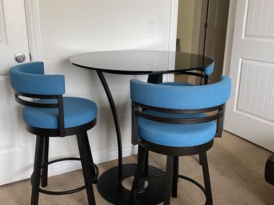 Adorable Blue Bar Height Table Set with 3 Chairs