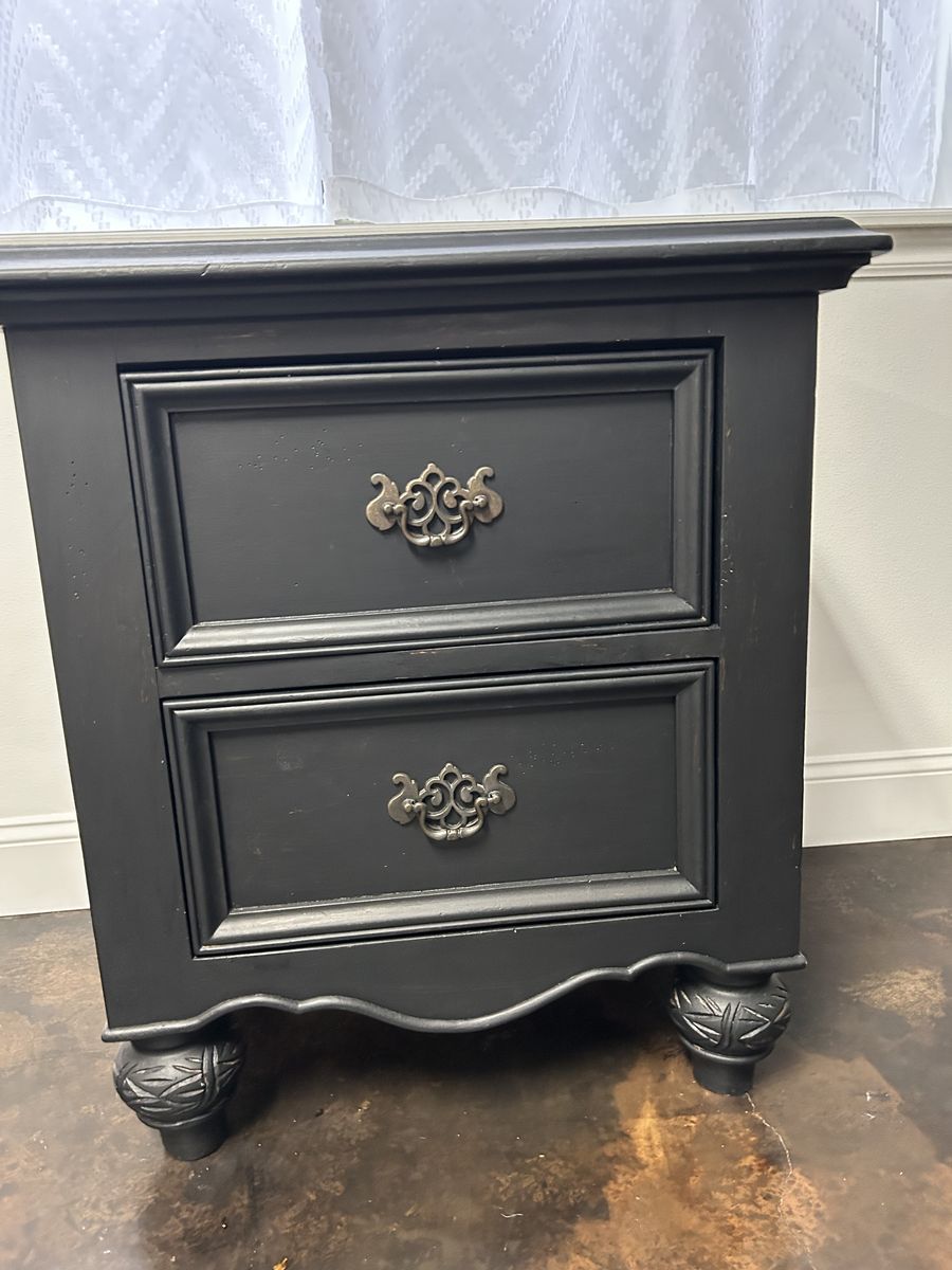 Black Two Drawer Nightstand