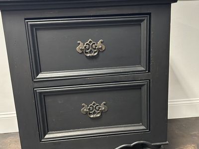 Black Two Drawer Nightstand