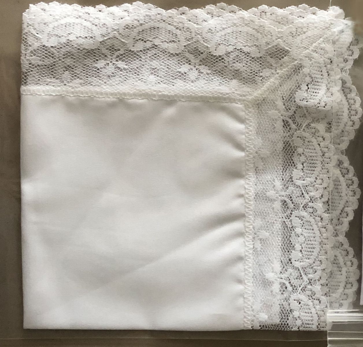 White Handkerchief Trimmed in Lace, NEW