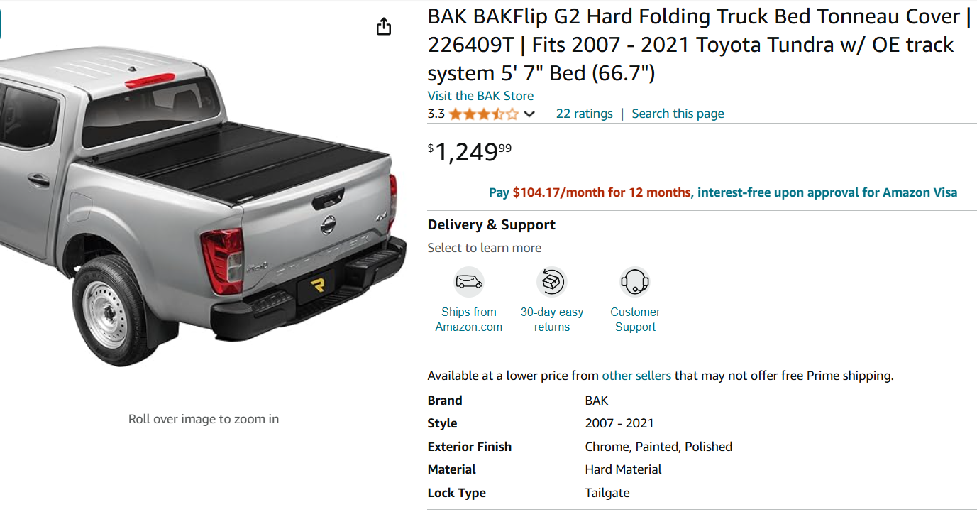 BAKFlip G2 Tonneau Cover for Tundra