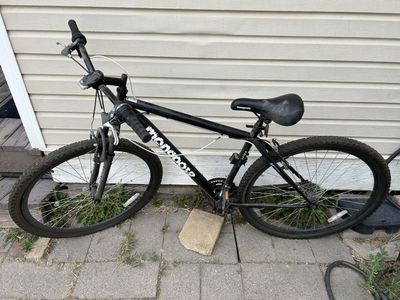Mongoose Black Mountain Bike with Front Suspension - Flat Tires, Needs Tune-Up