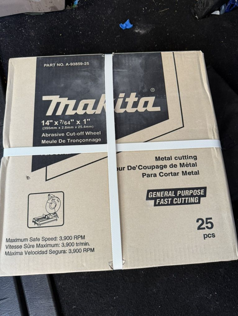 Box Of 25 Makita 14 Avrasive Cut Off Wheel