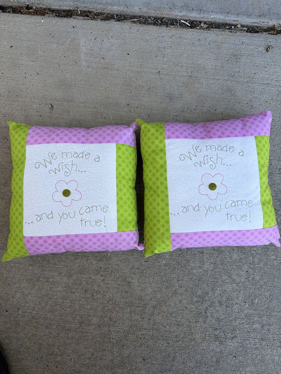 Set of 2 Handmade Decorative Nursery Pillows We Made a Wish