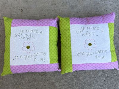 Set of 2 Handmade Decorative Nursery Pillows We Made a Wish