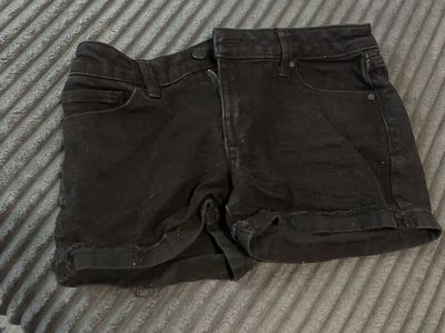 RSQ Black Denim Shorts Mid Rise Size 12