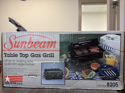Brand new in box Sunbeam Table Top Gas Grill #8205