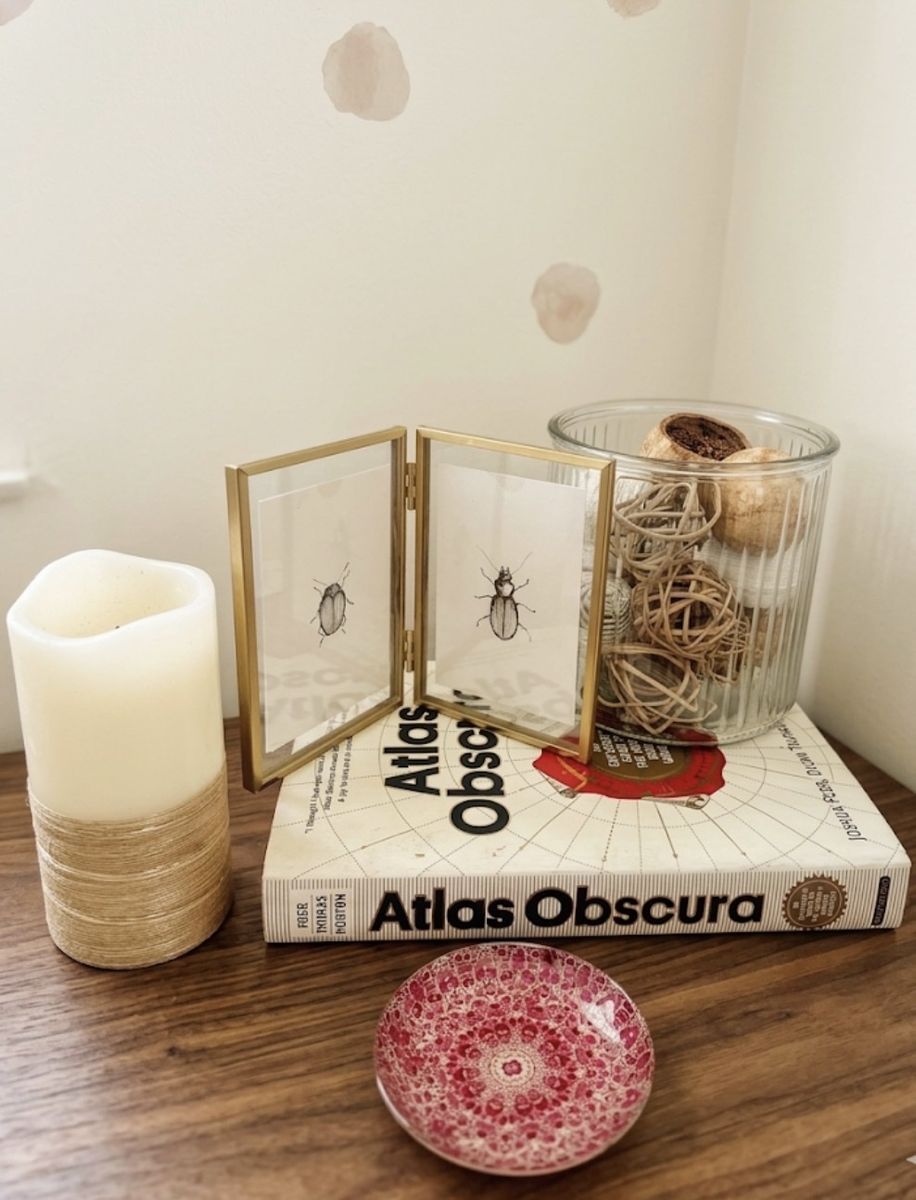 IKEA Lerboda Picture Frame, vase decor, Ribbed Glass Apothecary Jar,