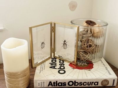 IKEA Lerboda Picture Frame, vase decor, Ribbed Glass Apothecary Jar,
