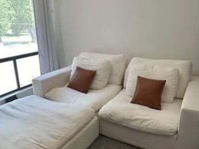 Small White Sofa w/ Ottoman