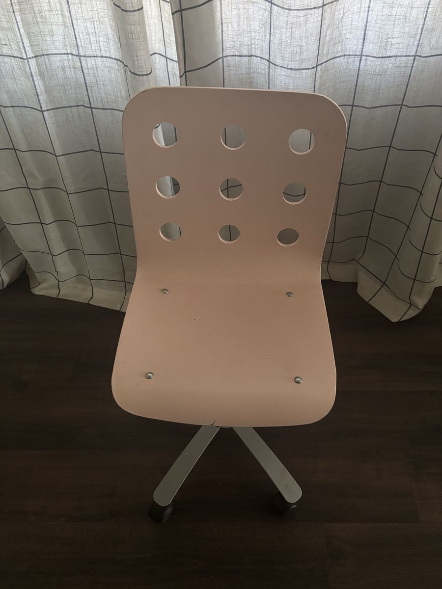 Pink Swivel Desk Chair with Casters and Cutout Back