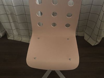 Pink Swivel Desk Chair with Casters and Cutout Back