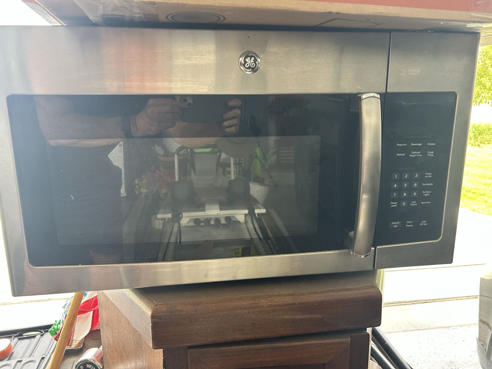 GE Over-the-Range Microwave Oven, Stainless Steel, Works Great, Clean Interior