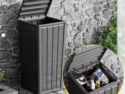 New - Bifanuo Outdoor Trash Can w/ Lid, Waterproof Resin, 23 Gallon
