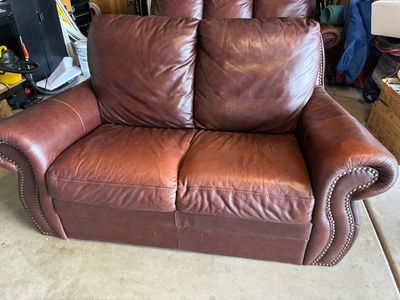Two-Piece Leather Couch Set