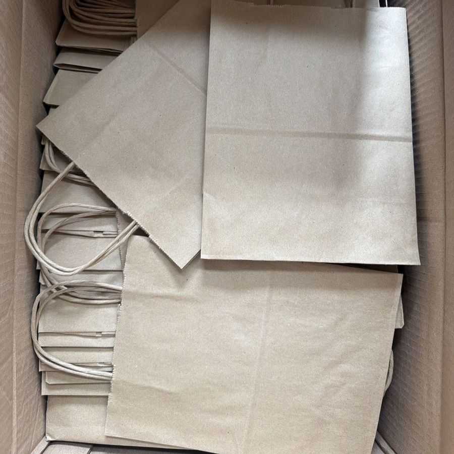 Kraft Paper Gift Bags with Handles - Brown , 180 Qty , 8x5x10