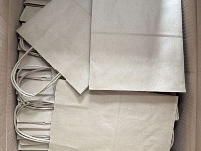 Kraft Paper Gift Bags with Handles - Brown , 180 Qty , 8x5x10