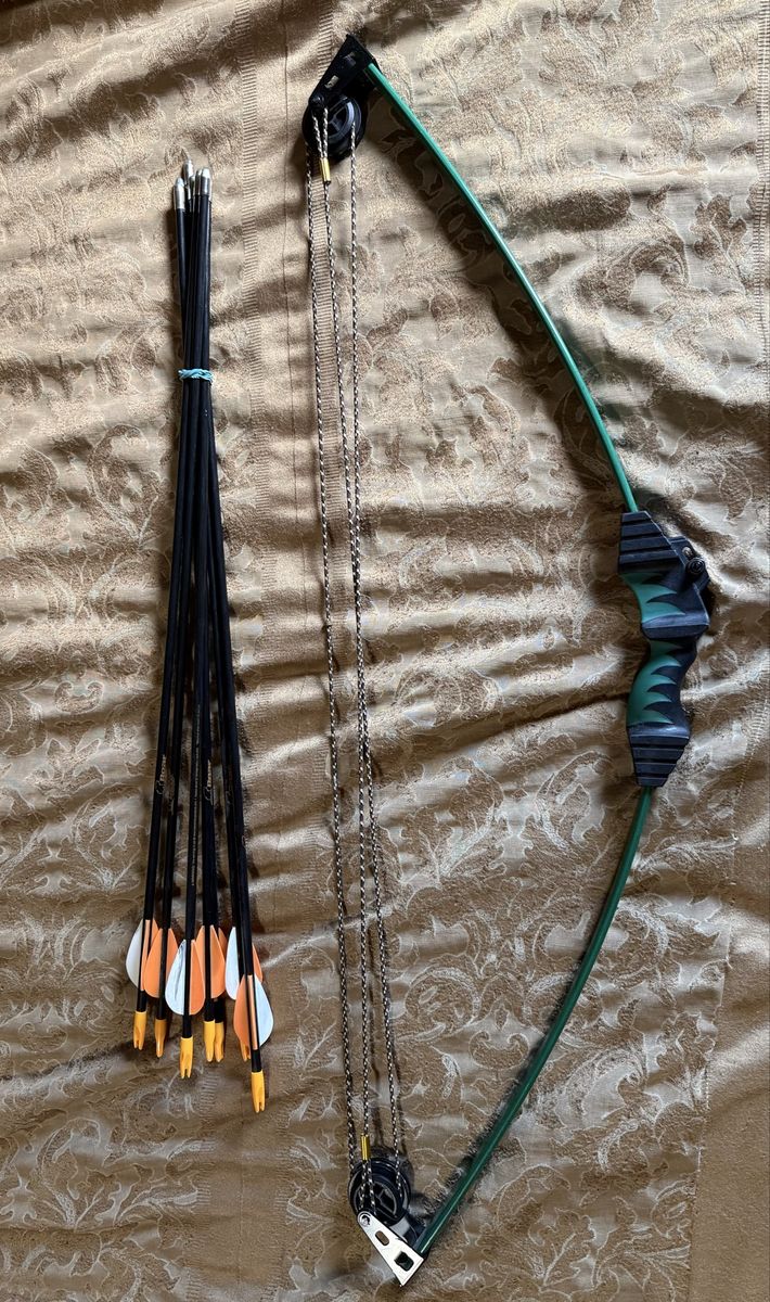 Bear Archery Scout Compound Bow - Green Youth Bow with Arrows, Right-Handed