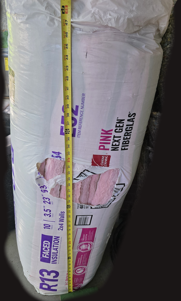 Owens Corning R13 Pink Next Gen Faced Fiberglass Insulation for 2x4 Walls, 10" x 23" x 93" (148.34 sq ft)