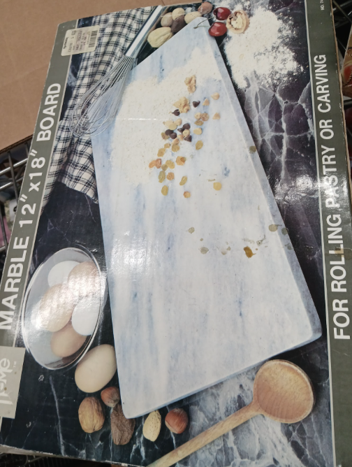 Home Trends 12"x18" Marble Pastry/Carving Board - White/Grey-Extras