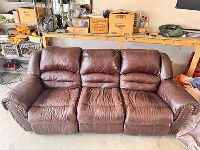 Brown leather couch