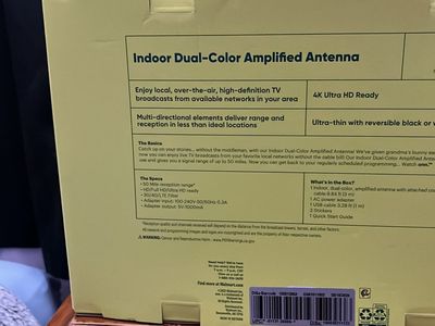 Onn Indoor Dual-Color Amplified Antenna 50 Mile Range
