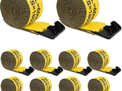 X-BULL 30ft x 4in Flat Hook Tow Straps (10-Pack), 6000lbs WLL, 18000lbs MBS
