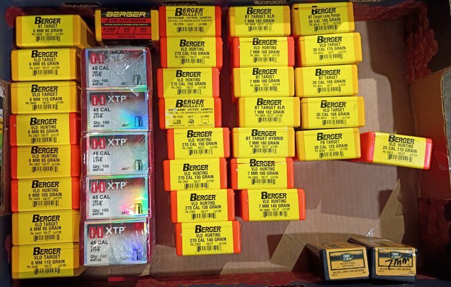 Berger VLD Hunting/Target & Hornady XTP Bullets - .45, .270, .30 Caliber - Bulk Lot