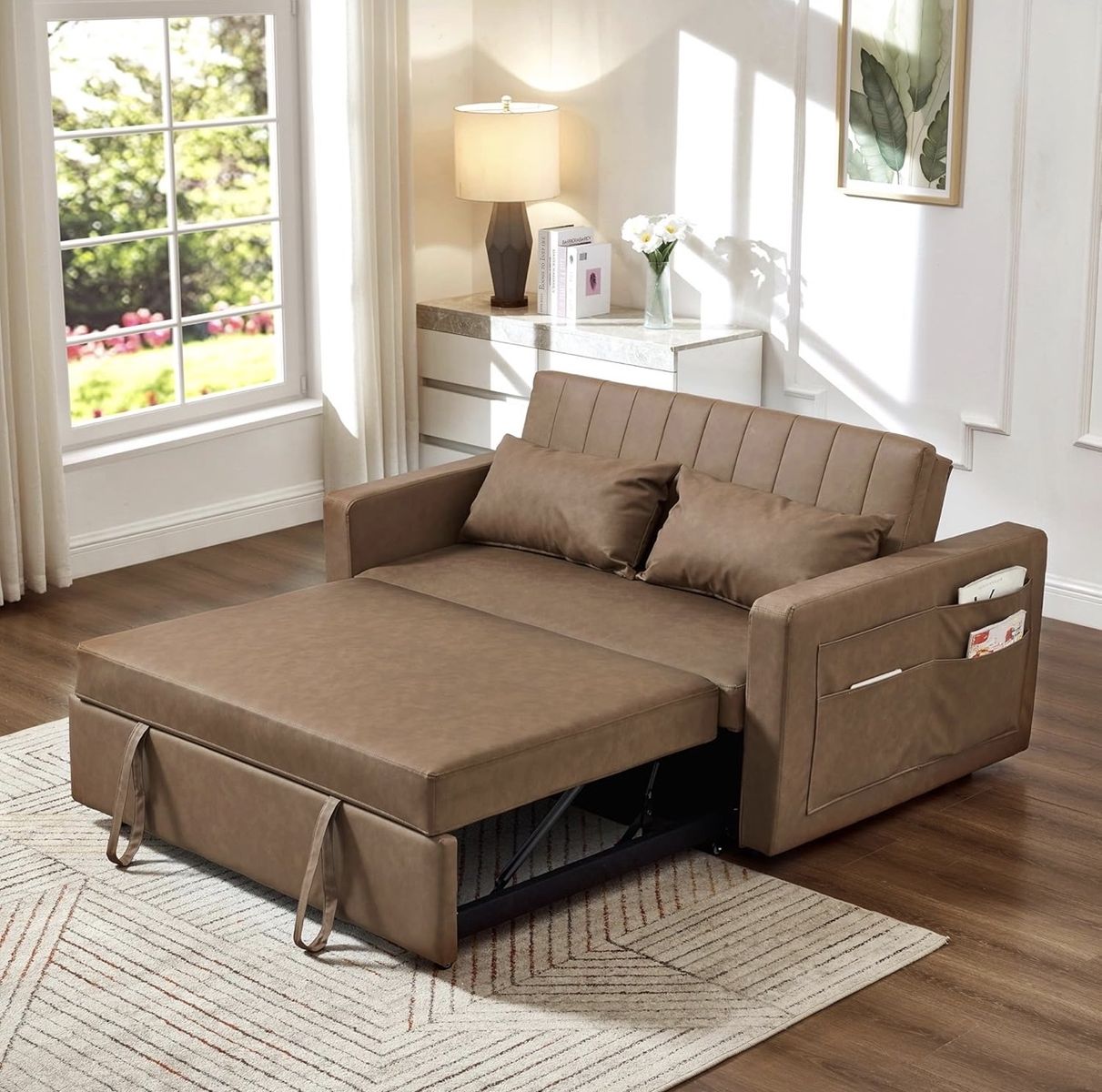 Brand new 3-in-1 Convertible Sleeper Sofa Bed Pull Out Couch - Brown