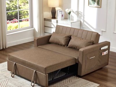 Brand new 3-in-1 Convertible Sleeper Sofa Bed Pull Out Couch - Brown