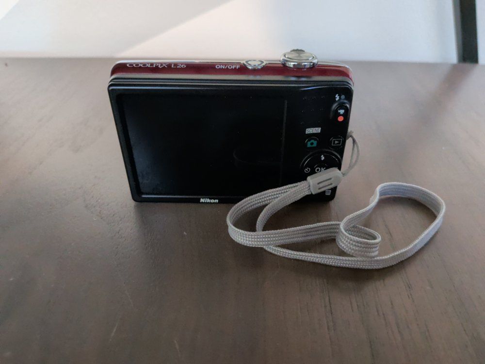 Nikon Coolpix L26 Red Digital Camera with Wrist Strap - Tested & Working