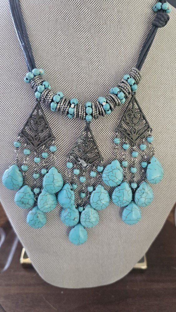Dangly Vintage Turquoise Tear Drop Statement Piece