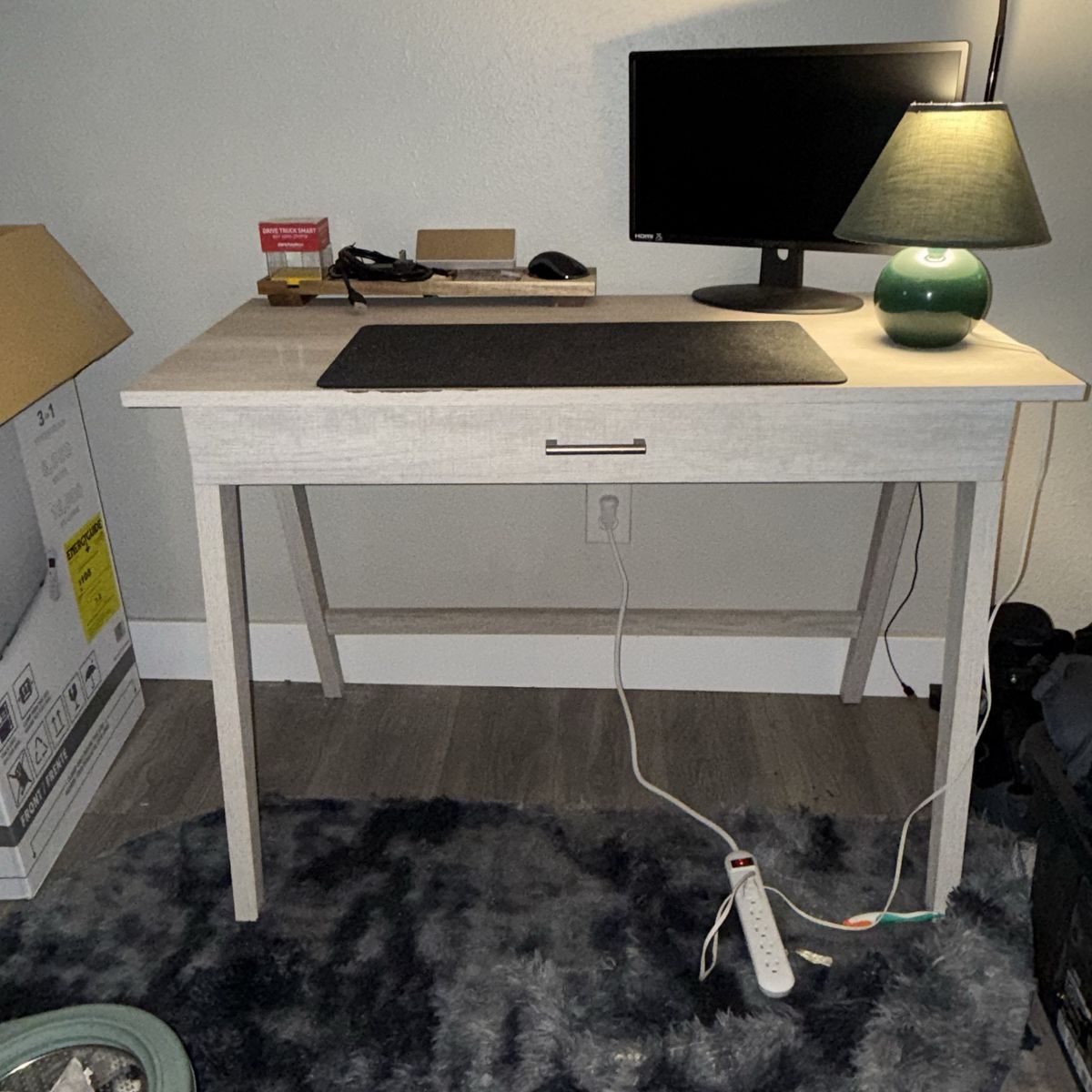 Modern Light Wood Finish Writing Desk with Single Center Drawer