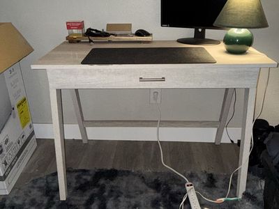 Modern Light Wood Finish Writing Desk with Single Center Drawer