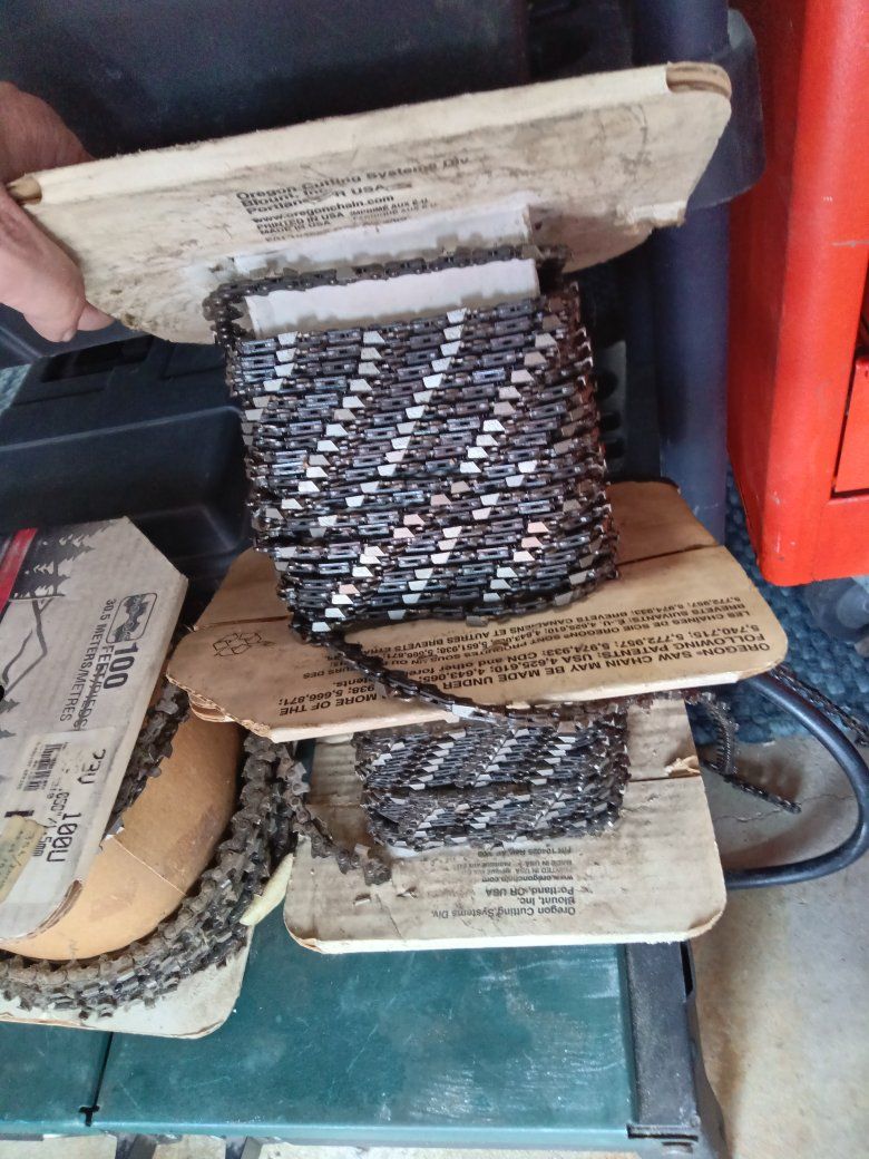 Spools of new Oregon Chainsaw Chain Both Sizes