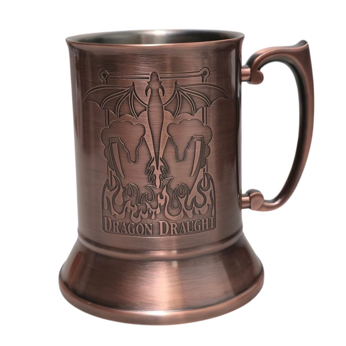Dragon Draught Mug Metal Fantasy Tankard Copper Tone Dragon Handle Goblet
