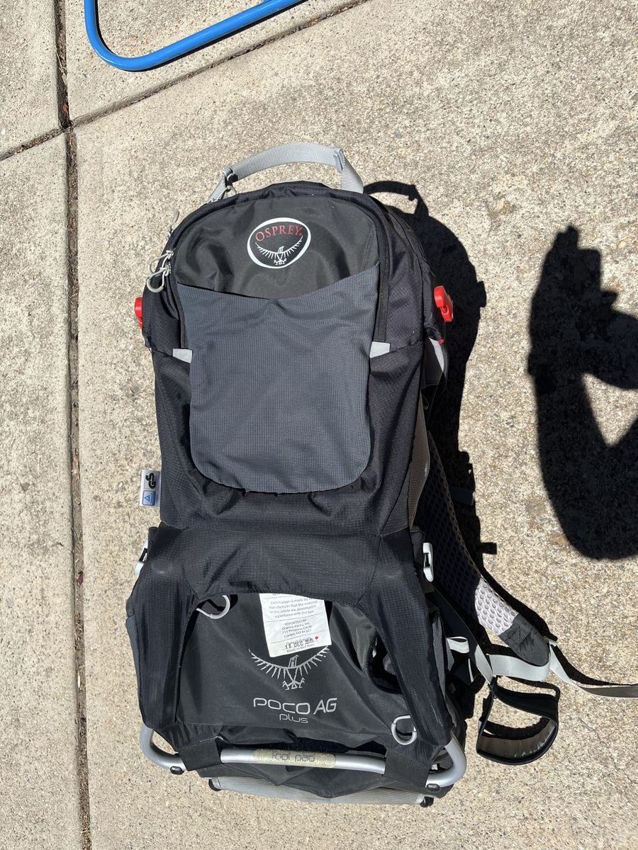 Osprey Poco AG Plus Child Carrier Backpack - Black, Hiking, Travel, Outdoor Adventure