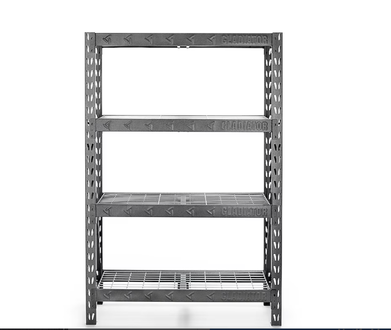NEW Gladiator 4 Tier Heavy Duty Gray Metal Utility with Wire Shelves