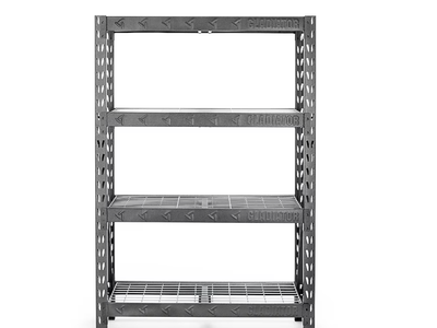 NEW Gladiator 4 Tier Heavy Duty Gray Metal Utility with Wire Shelves