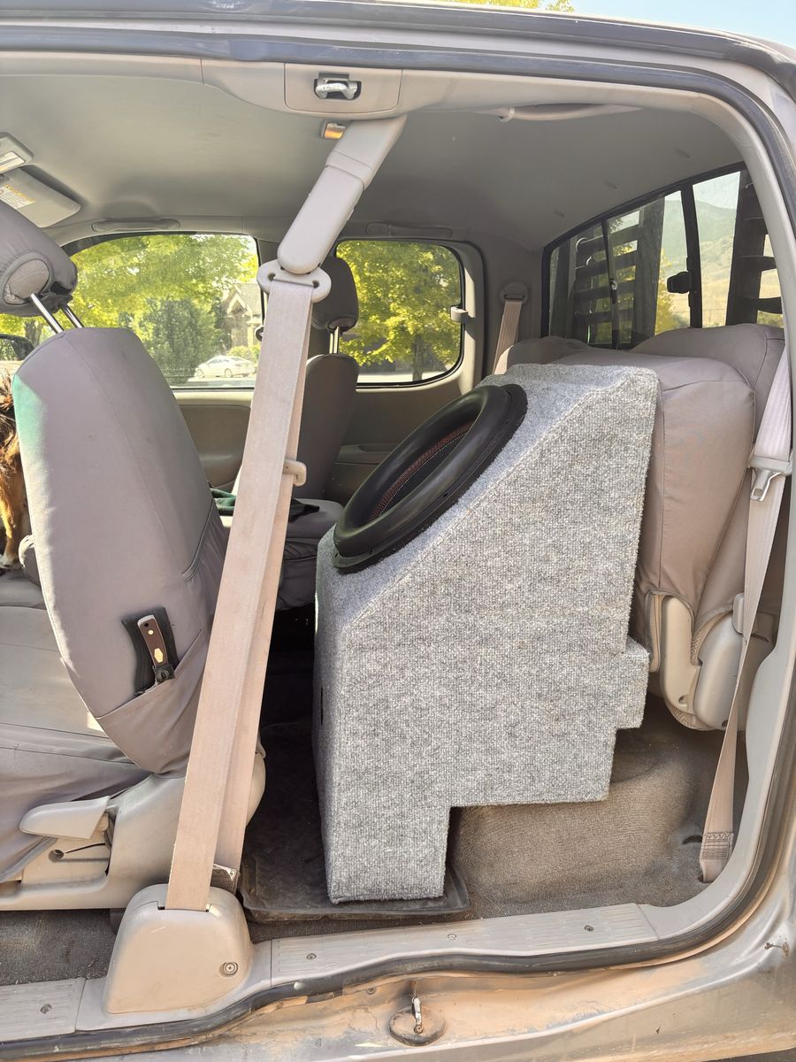 Custom 15in Subwoofer Enclosure for 1st Gen Toyota Tundra Extended Cab - Gray Carpeted Box