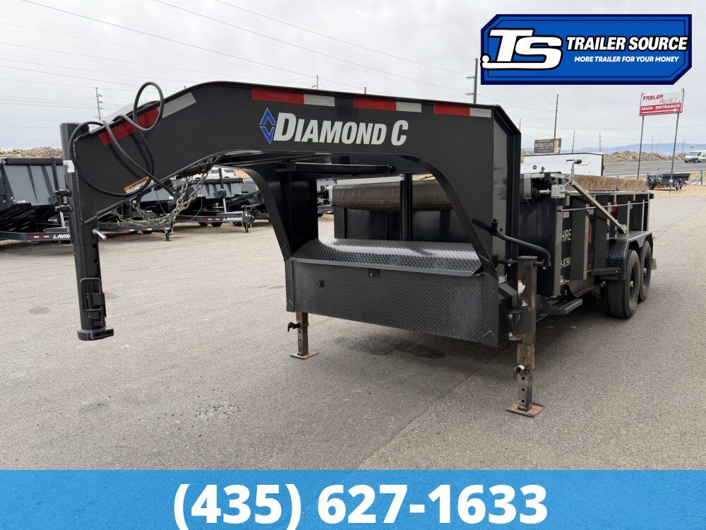 7x14 Diamond C LPT-GN 207 Gooseneck Dump Trailer - 32" Sides - 15.5K GVWR - 14 Ply Tires, Board Brackets, Long Arm Tarp
