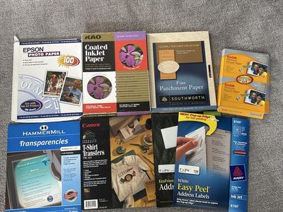 Assorted Inkjet & Photo Paper, T-Shirt Transfers & Avery Labels (Epson, Kodak, Canon, Hammermill)